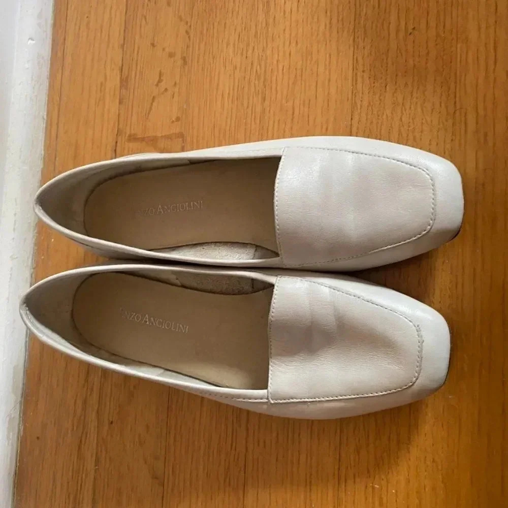 Enzo Angiolini White Leather Loafers - Picture 11 of 12